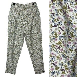 VTG Pants Ditsy Floral 90s Cottagecore White Whimsical Chinos Girl Feminine Chic